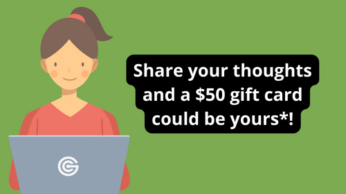 Share your thoughts and 1 of 3 $50 gift cards could be yours.